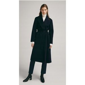Massimo Dutti Wool Coat Long Navy Blue